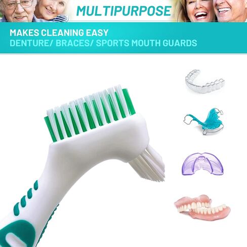 Mckkor Premium Hygiene Denture Cleaning Brush Set, Multi-Layered Bristles & Ergonomic Rubber Handle, for Denture Care(Pack of 2) in Saudi Arabia