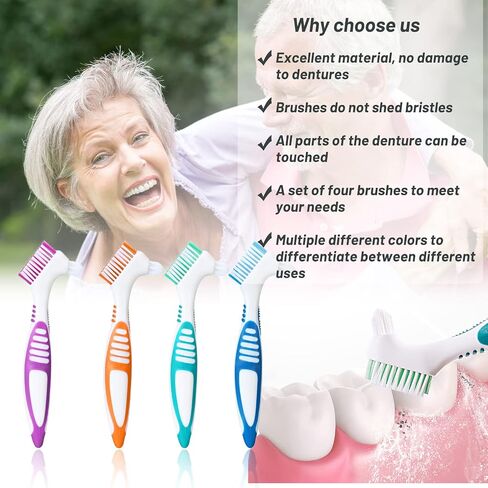 Mckkor Premium Hygiene Denture Cleaning Brush Set, Multi-Layered Bristles & Ergonomic Rubber Handle, for Denture Care(Pack of 2) in Saudi Arabia