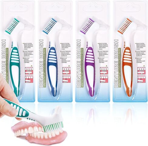 Mckkor Premium Hygiene Denture Cleaning Brush Set, Multi-Layered Bristles & Ergonomic Rubber Handle, for Denture Care(Pack of 2) in Saudi Arabia