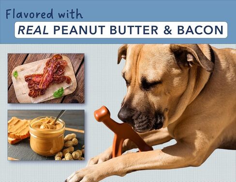 Peanut Butter & Bacon Flavored Dog Chew Toy for Aggressive Chewers - Tough Dog Bone - Heavy Duty and Durable Dog Toy - Nylon Bone Chew Toy for Medium Dogs and Large Dogs in Saudi Arabia