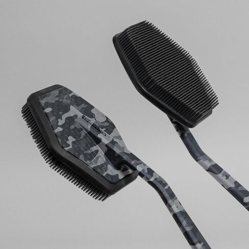 Tooletries - Back Scrubber & Hook - Silicone Long Handle Bath Shower Back Brush, Back Scrubber Body Exfoliator + Removable & Reusable Hook - Charcoal in Kuwait