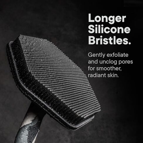 Tooletries - Back Scrubber & Hook - Silicone Long Handle Bath Shower Back Brush, Back Scrubber Body Exfoliator + Removable & Reusable Hook - Charcoal in Kuwait