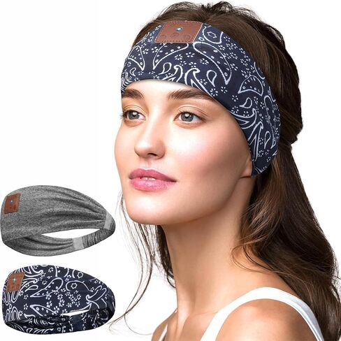 سماعات الرأس Sleep Wireless Bluetooth، سماعات الرأس للنوم الجانبي، عصابة رأس Bluetooth للجري، الأرق، اليوغا، التمرين، أفكار الهدايا (2 عصابة رأس ومجموعة واحدة من سماعات الرأس القابلة للفصل، BL+GR) in Saudi Arabia