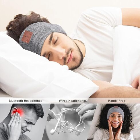 سماعات الرأس Sleep Wireless Bluetooth، سماعات الرأس للنوم الجانبي، عصابة رأس Bluetooth للجري، الأرق، اليوغا، التمرين، أفكار الهدايا (2 عصابة رأس ومجموعة واحدة من سماعات الرأس القابلة للفصل، BL+GR) in Saudi Arabia
