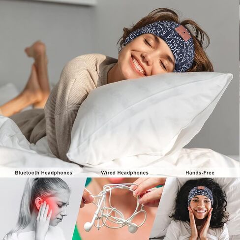 سماعات الرأس Sleep Wireless Bluetooth، سماعات الرأس للنوم الجانبي، عصابة رأس Bluetooth للجري، الأرق، اليوغا، التمرين، أفكار الهدايا (2 عصابة رأس ومجموعة واحدة من سماعات الرأس القابلة للفصل، BL+GR) in Saudi Arabia