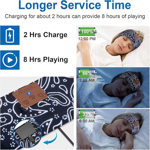 سماعات الرأس Sleep Wireless Bluetooth، سماعات الرأس للنوم الجانبي، عصابة رأس Bluetooth للجري، الأرق، اليوغا، التمرين، أفكار الهدايا (2 عصابة رأس ومجموعة واحدة من سماعات الرأس القابلة للفصل، BL+GR) in Saudi Arabia