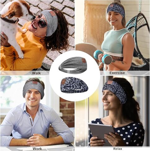 سماعات الرأس Sleep Wireless Bluetooth، سماعات الرأس للنوم الجانبي، عصابة رأس Bluetooth للجري، الأرق، اليوغا، التمرين، أفكار الهدايا (2 عصابة رأس ومجموعة واحدة من سماعات الرأس القابلة للفصل، BL+GR) in Saudi Arabia