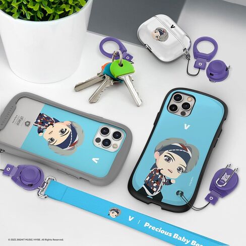 حزام رقبة iFace TinyTAN مستوحى من شخصية BTS اللطيفة سريعة الفك لبطاقة الهوية والمحفظة والهاتف الذكي والكاميرا وما إلى ذلك. (V) in Saudi Arabia