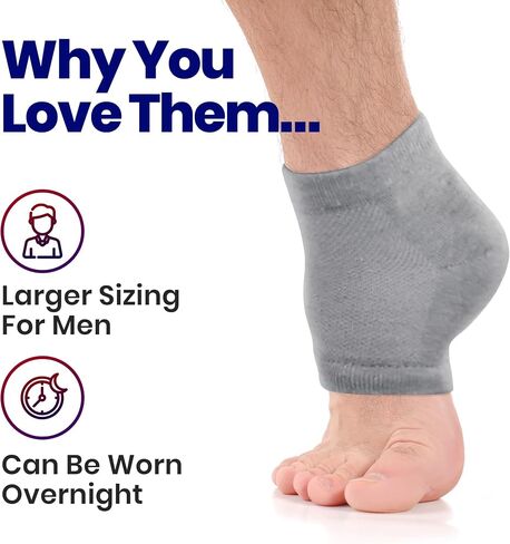 Moisturizing Socks for Mens Cracked Heels - Moisturizer Heel Sleeves to Smooth & Soften Rough Cracked Heels & Dry Feet. Large Aloe Moisturizing Heel Socks with Lotion Infused Gel Socks (XL - 3 Pairs) in Saudi Arabia