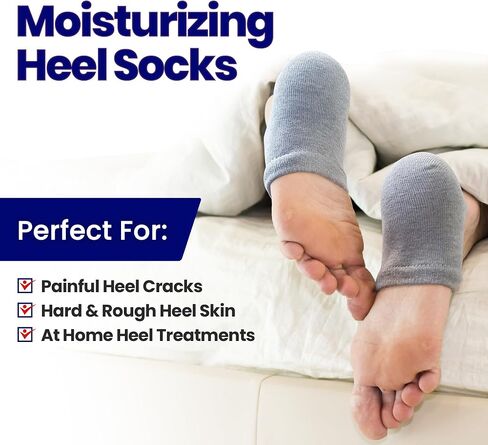 Moisturizing Socks for Mens Cracked Heels - Moisturizer Heel Sleeves to Smooth & Soften Rough Cracked Heels & Dry Feet. Large Aloe Moisturizing Heel Socks with Lotion Infused Gel Socks (XL - 3 Pairs) in Saudi Arabia