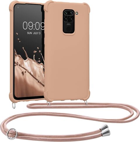 kwmobile Crossbody Case Compatible with Xiaomi Redmi Note 9 Case - TPU Silicone Cover with Strap - Coconut Swirl in Saudi Arabia