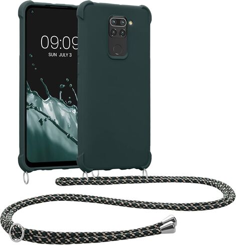 kwmobile Crossbody Case Compatible with Xiaomi Redmi Note 9 Case - TPU Silicone Cover with Strap - Coconut Swirl in Saudi Arabia
