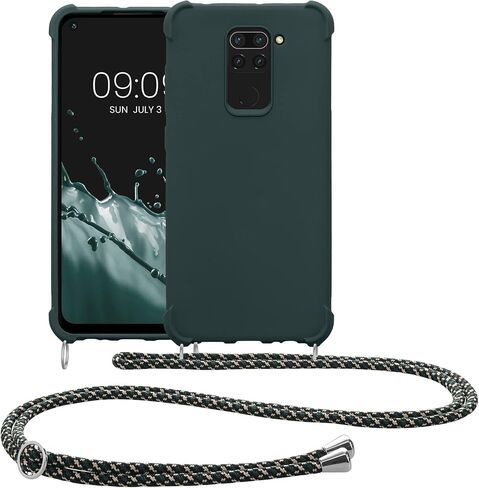 kwmobile Crossbody Case Compatible with Xiaomi Redmi Note 9 Case - TPU Silicone Cover with Strap - Coconut Swirl in Saudi Arabia