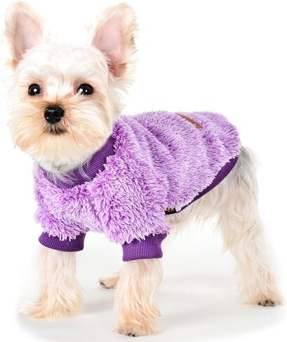 Dog Sweater Sweaters for Small Dogs Girl Purple Fleece Clothes Winter Soft Thickening Warm Puppy Boy Teacup Yorkie Chihuahua (XXS,Pink) in Kuwait