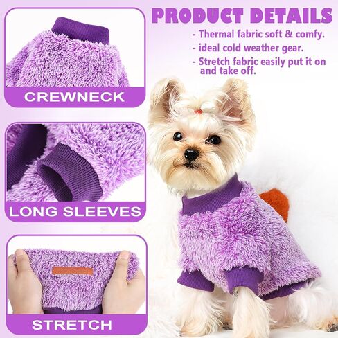 Dog Sweater Sweaters for Small Dogs Girl Purple Fleece Clothes Winter Soft Thickening Warm Puppy Boy Teacup Yorkie Chihuahua (XXS,Pink) in Kuwait