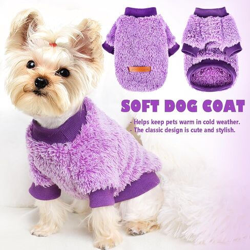 Dog Sweater Sweaters for Small Dogs Girl Purple Fleece Clothes Winter Soft Thickening Warm Puppy Boy Teacup Yorkie Chihuahua (XXS,Pink) in Kuwait