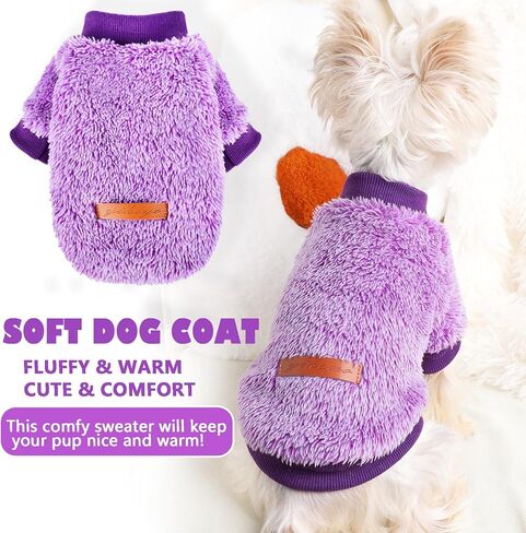 Dog Sweater Sweaters for Small Dogs Girl Purple Fleece Clothes Winter Soft Thickening Warm Puppy Boy Teacup Yorkie Chihuahua (XXS,Pink) in Kuwait