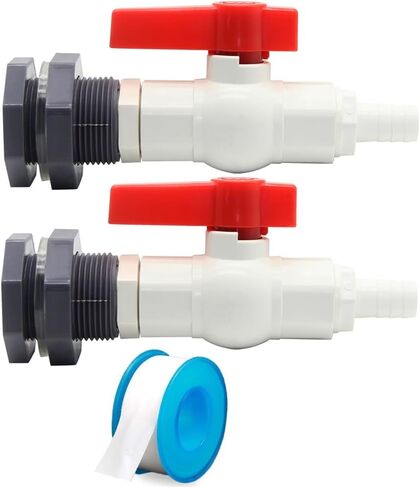 JoyTube المطر برميل حنفية PVC الكرة صمام بارب مجموعة موصل مع محول تركيب الحاجز 3/4 بوصة وخرطوم بار (16 مم) لبرميل المطر وخزانات المياه وأحواض السمك والأحواض وحمامات السباحة in Kuwait