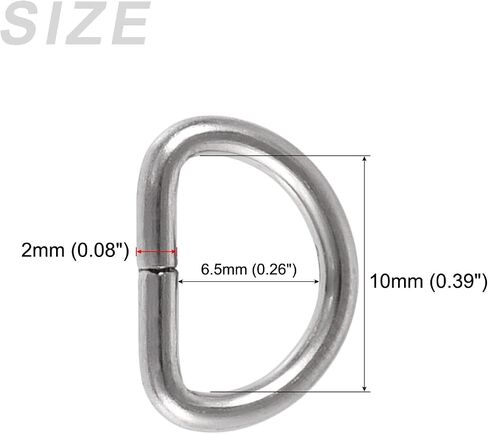 Metal D Rings 50pcs (10mm), Non-Welded D-Shaped Ring Buckles for Hardware DIY Keychains Card Holders Purse, Gold Tone in Saudi Arabia