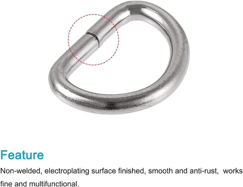 Metal D Rings 50pcs (10mm), Non-Welded D-Shaped Ring Buckles for Hardware DIY Keychains Card Holders Purse, Gold Tone in Saudi Arabia
