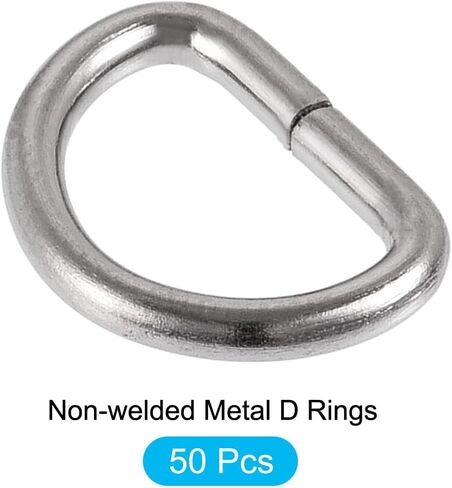 Metal D Rings 50pcs (10mm), Non-Welded D-Shaped Ring Buckles for Hardware DIY Keychains Card Holders Purse, Gold Tone in Saudi Arabia