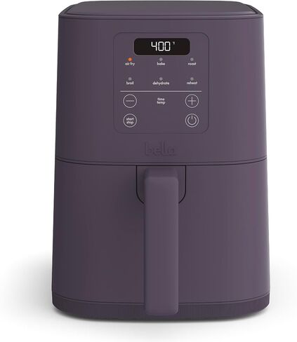 bella 4Qt Slim Air Fryer, Fits-anywhere Kitchenware, EverGood Ceramic Nonstick Coating, Adjustable Temperature, 6 Preset Cooking Options, 60 Min Auto Shutoff w Audible Tone, 3.3lb Capacity, Oatmilk in Saudi Arabia