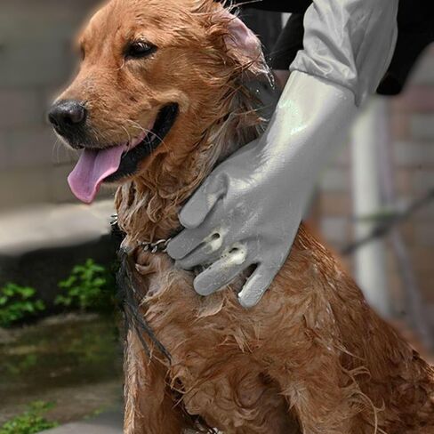 Dog Washing Gloves, Pet Grooming Gloves with Soft Brushes, Bathing and Massaging for Dogs and Cats, Silicone Heat Resistant Cleaning Gloves with High-Density Teeth (Gray) in Saudi Arabia