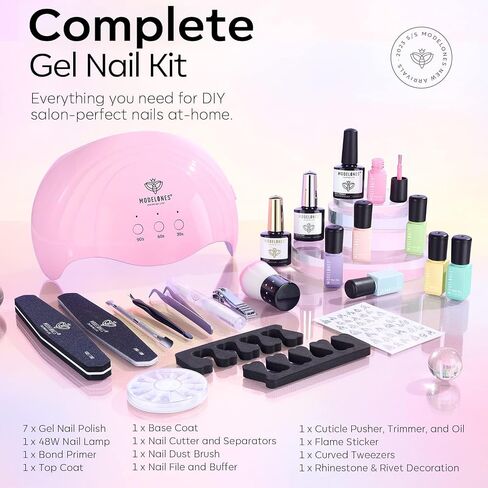 modelones Gel Nail Polish Kit with U V Light 48W Nail Dryer 7 Nude Colors Gel Nail Polish Set, No Wipe Base Top Coat, Nail Primer, Nail Art Decorations, Integrated Manicure Tools Kit,Gift for Women in Saudi Arabia