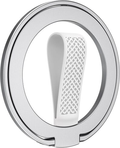 EWA MagOne (Upgrade) Loop Edition [Compatible with Magsafe] Phone Grip Stand with Silicone Finger Loop Strap, Removable Magnetic Ring Holder Kickstand Loop, for iPhone 16, 15, 14, 13 Pro/Max-Silver in Saudi Arabia