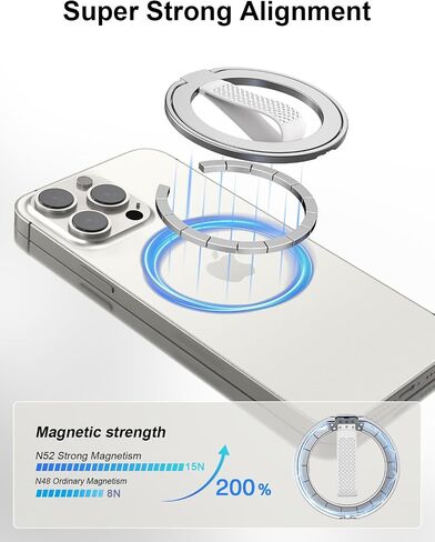 EWA MagOne (Upgrade) Loop Edition [Compatible with Magsafe] Phone Grip Stand with Silicone Finger Loop Strap, Removable Magnetic Ring Holder Kickstand Loop, for iPhone 16, 15, 14, 13 Pro/Max-Silver in Saudi Arabia