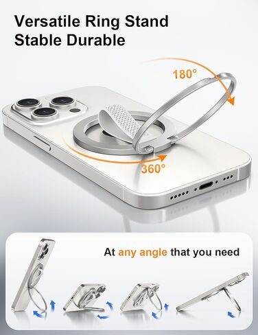 EWA MagOne (Upgrade) Loop Edition [Compatible with Magsafe] Phone Grip Stand with Silicone Finger Loop Strap, Removable Magnetic Ring Holder Kickstand Loop, for iPhone 16, 15, 14, 13 Pro/Max-Silver in Saudi Arabia