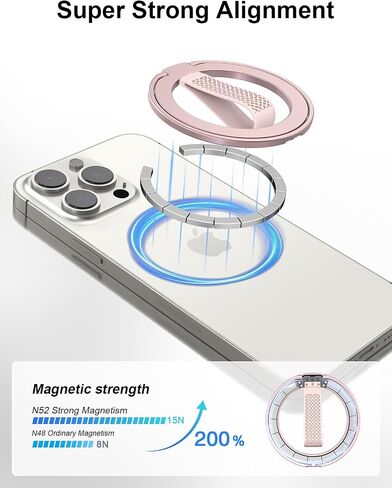 EWA MagOne (Upgrade) Loop Edition [Compatible with Magsafe] Phone Grip Stand with Silicone Finger Loop Strap, Removable Magnetic Ring Holder Kickstand Loop, for iPhone 16, 15, 14, 13 Pro/Max-Silver in Saudi Arabia