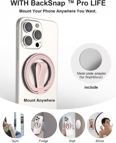 EWA MagOne (Upgrade) Loop Edition [Compatible with Magsafe] Phone Grip Stand with Silicone Finger Loop Strap, Removable Magnetic Ring Holder Kickstand Loop, for iPhone 16, 15, 14, 13 Pro/Max-Silver in Saudi Arabia