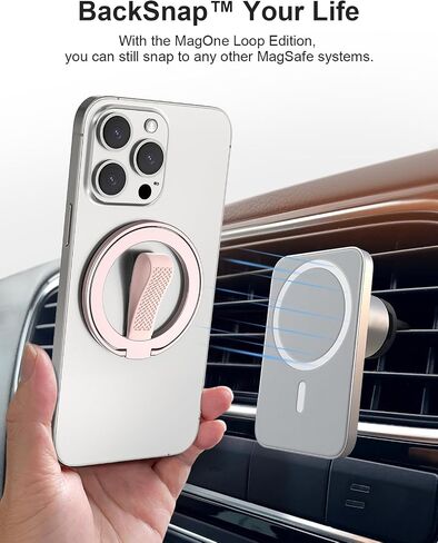 EWA MagOne (Upgrade) Loop Edition [Compatible with Magsafe] Phone Grip Stand with Silicone Finger Loop Strap, Removable Magnetic Ring Holder Kickstand Loop, for iPhone 16, 15, 14, 13 Pro/Max-Silver in Saudi Arabia
