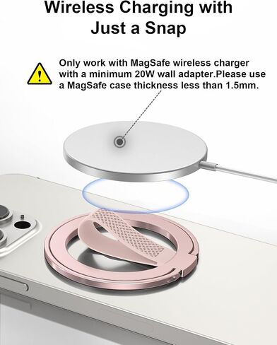 EWA MagOne (Upgrade) Loop Edition [Compatible with Magsafe] Phone Grip Stand with Silicone Finger Loop Strap, Removable Magnetic Ring Holder Kickstand Loop, for iPhone 16, 15, 14, 13 Pro/Max-Silver in Saudi Arabia