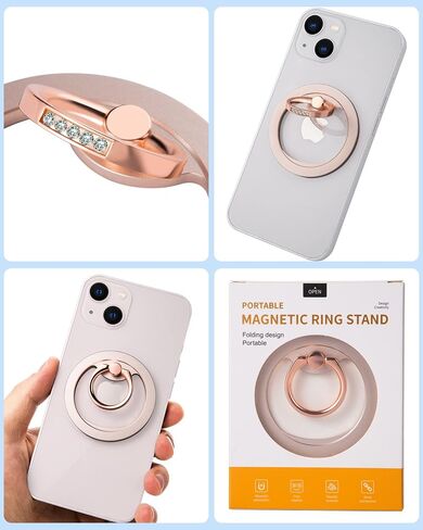 Magnetic Phone Grip (MagGo) Removable Phone Holder Stand Adjustable Finger Ring Grip Compatible with Magsafe for All Smartphone/Case (Rose Gold) in Saudi Arabia