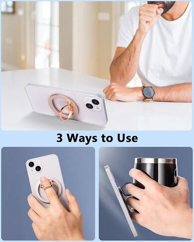 Magnetic Phone Grip (MagGo) Removable Phone Holder Stand Adjustable Finger Ring Grip Compatible with Magsafe for All Smartphone/Case (Rose Gold) in Saudi Arabia