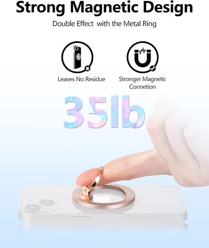 Magnetic Phone Grip (MagGo) Removable Phone Holder Stand Adjustable Finger Ring Grip Compatible with Magsafe for All Smartphone/Case (Rose Gold) in Saudi Arabia