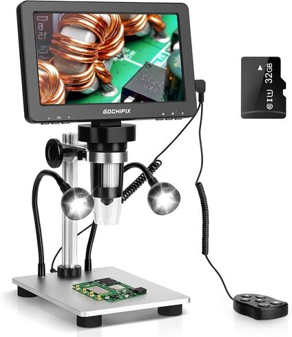 4.3" LCD Digital Coin Microscope 1000X Coin Microscope with HD Screen and 8 Ajustable LED Lights Compatible with Windows/Mac OS Compatible in Saudi Arabia