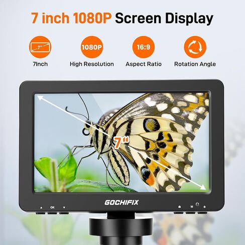 4.3" LCD Digital Coin Microscope 1000X Coin Microscope with HD Screen and 8 Ajustable LED Lights Compatible with Windows/Mac OS Compatible in Saudi Arabia