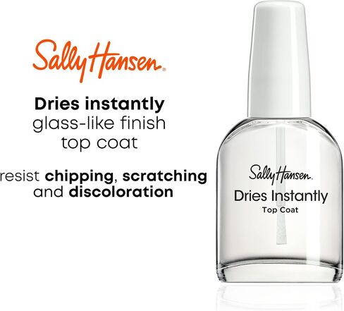 Sally Hansen Dries Instantly Top Coat Nail Polish for Women, No Fade, 0.45 Fl Oz, Fast Drying Nail Color Protection, Resists Smudging, Chipping, and Fading in Saudi Arabia