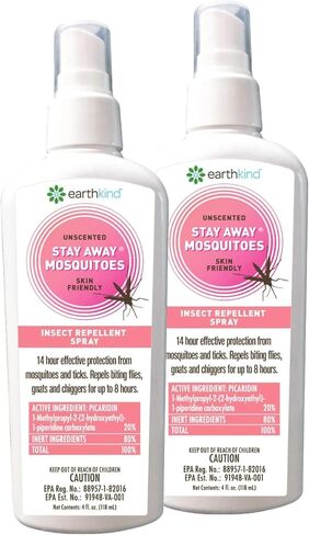 EarthKind Stay Away Mosquitoes Insect Repellent - Plant-Based, Unscented Mosquito Body Spray with Picaridin - Up to 14-Hour Protection - Safe for Children When Used As Directed - Travel Size (4-Pack) in Saudi Arabia
