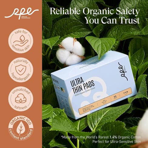 100% Organic Long Panty Liners for Women Long, Ultra Thin Cotton Cover, Long Pantiliners, Light Absorbency, Unscented Barely There Pantie Liners, Individually Wrapped (Long Liner, Size 2, 96ct) in Saudi Arabia