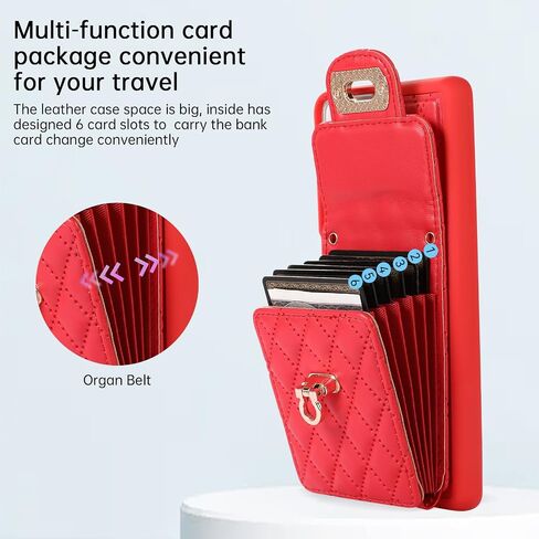 Asuwish Phone Case for Samsung Galaxy S21 Ultra 5G Wallet Cover with Credit Card Holder Shoulder Crossbody Strap Long Lanyard Leather Cell Accessories S21ultra 21S S 21 21ultra G5 Women Girls Red in Saudi Arabia