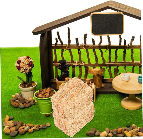 Abaodam 4 قطع الدعائم الزخرفية الاصطناعية المهد القش بالات الجدول ديكور دمية DIY ديكور وهمية بالات صغيرة كومة قش الخريف بالات العشب لعبة غرفة يسوع in Kuwait