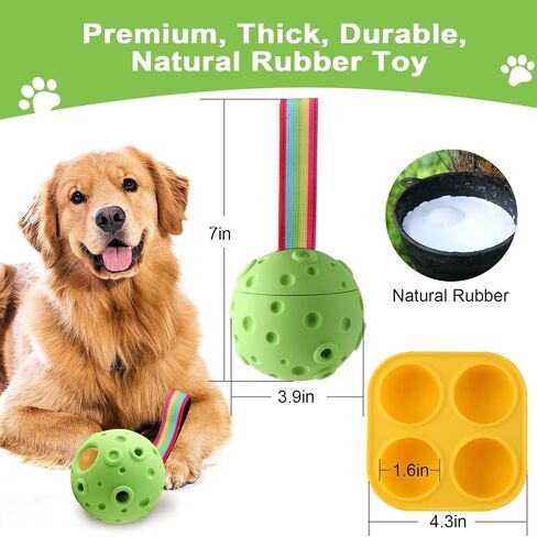 Rensh Dog Chew Toys, Treat Dispensing Dog Toys for Refillable Homemade Freezable Food to Keep Them Busy, Durable Puzzle Toys to Reduce Anxiety, Interactive Dog Toys with Silicone Tray Mold (Brown) in Saudi Arabia