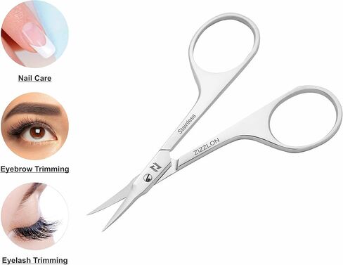 ZIZZLON Nail Scissors Curved Micro Serrated Stainless Steel Eyebrow Scissors for Eyelash, Mustache, Beard, Nose Hair, Toenail – Pedicure, Manicure Scissors for Men and Women in Saudi Arabia