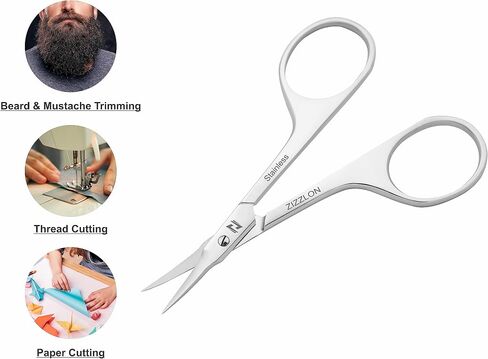 ZIZZLON Nail Scissors Curved Micro Serrated Stainless Steel Eyebrow Scissors for Eyelash, Mustache, Beard, Nose Hair, Toenail – Pedicure, Manicure Scissors for Men and Women in Saudi Arabia