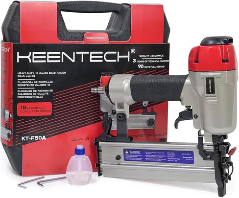 Pneumatic Brad Nailer, KEENTECH 2 in 1 Nail Gun Staple Gun Fires 18 Gauge 2 Inch Brad Nails and Crown 1-5/8 inch Staples, Silver & Red (KT5040) in Kuwait