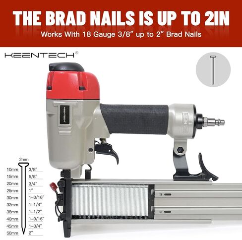 Pneumatic Brad Nailer, KEENTECH 2 in 1 Nail Gun Staple Gun Fires 18 Gauge 2 Inch Brad Nails and Crown 1-5/8 inch Staples, Silver & Red (KT5040) in Kuwait